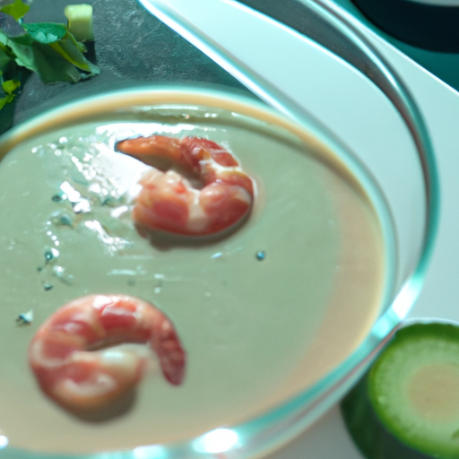 No-Cook Protein-Packed Chilled Soup Recipe with Shrimp, Cucumber, and Tomatillo